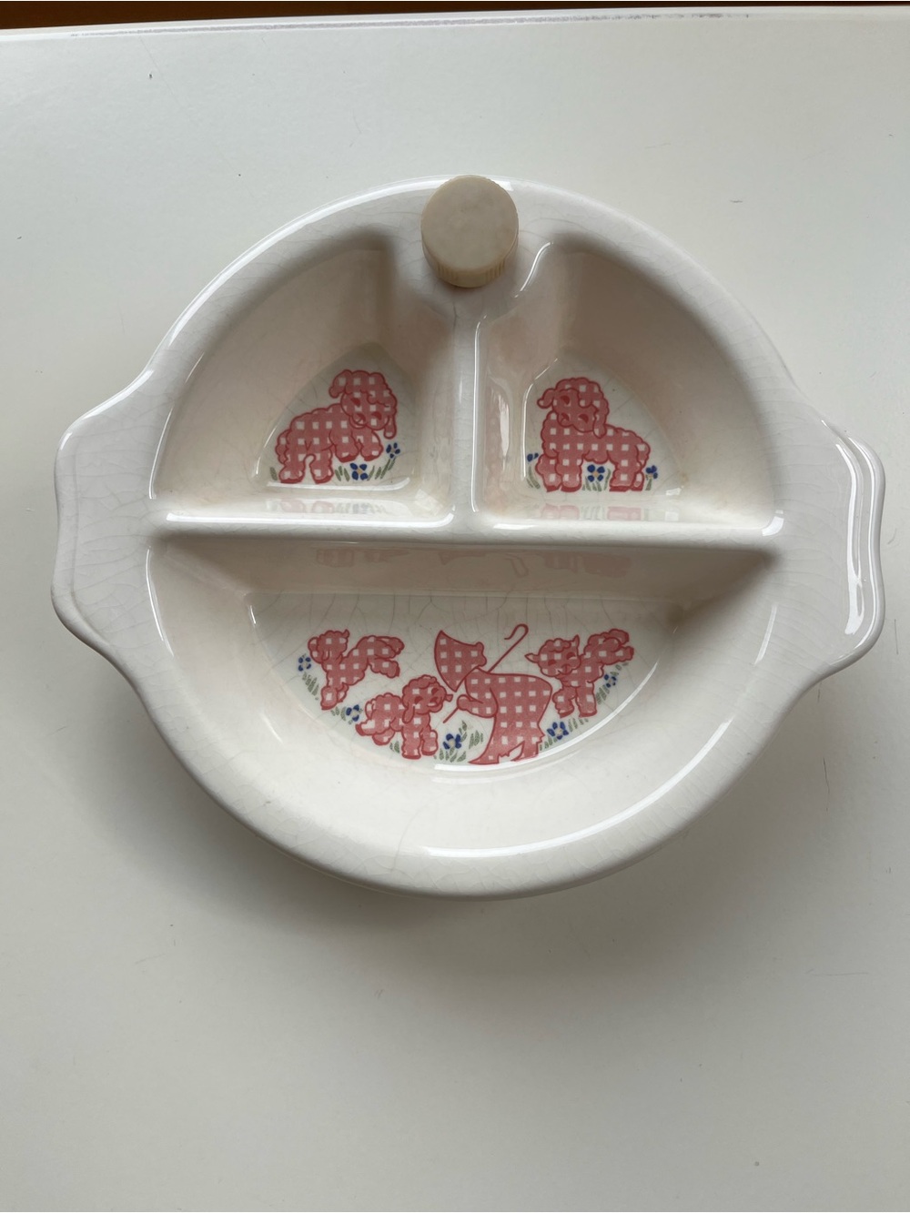 Vintage Baby Serving Dish-Pink Gingham